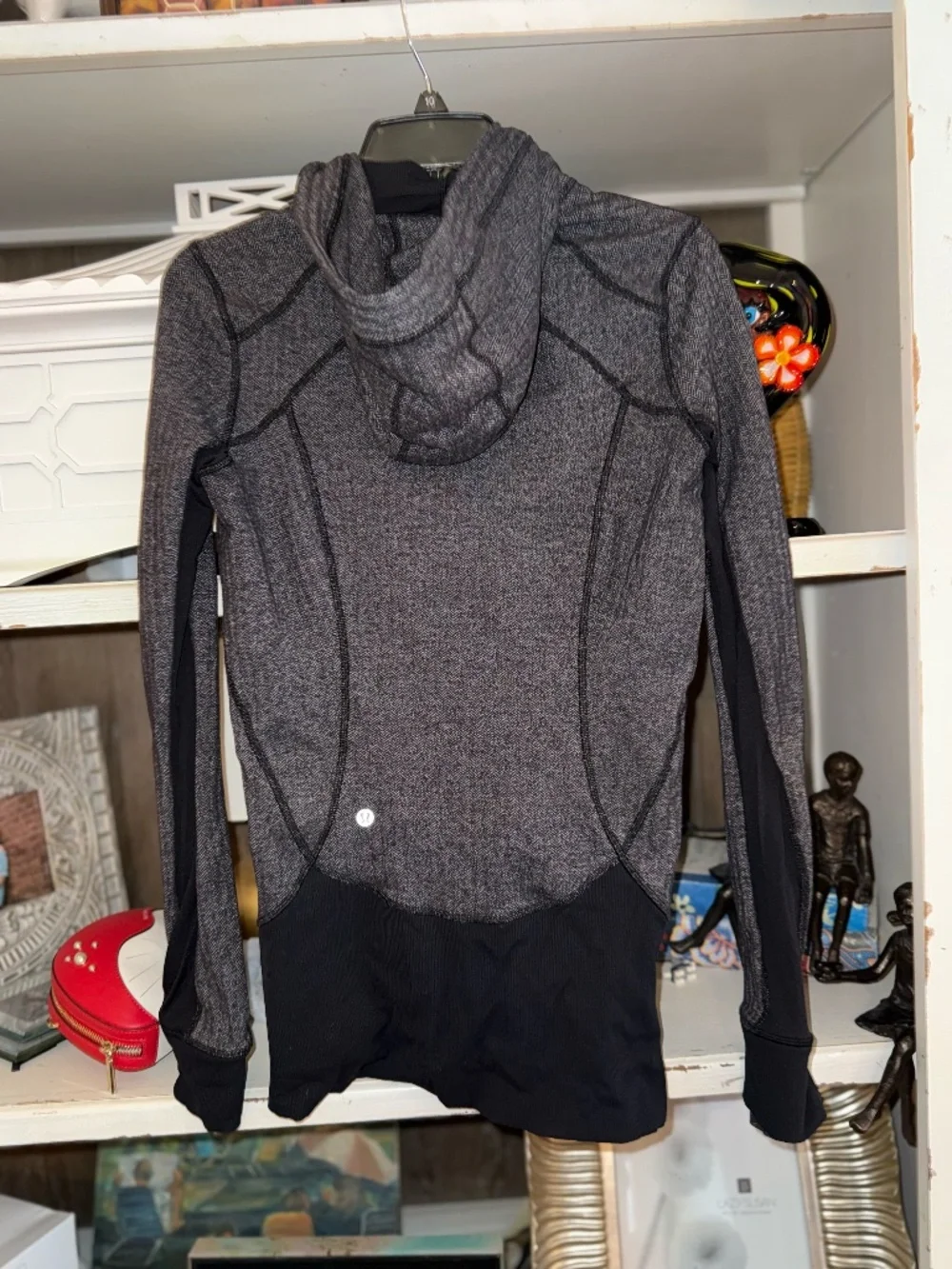 Lululemon 8 long zip up jacket daily practice heathered herringbone black slate - Picture 7 of 7